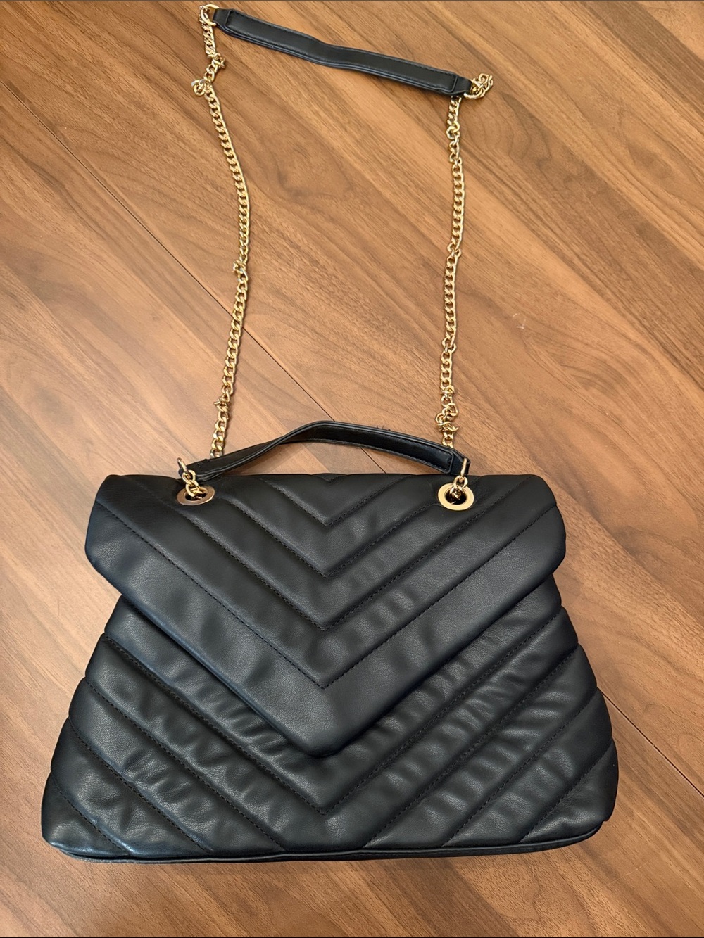 Black Quilted Chain-Handle Women’s Shoulder Bag